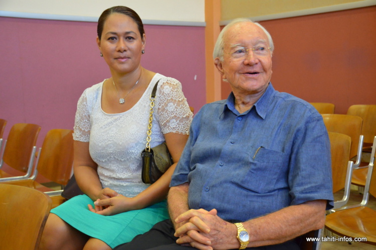 Gaston Flosse et Pascale Haiti, le 31 mai 2016 au palais de justice de Papeete.