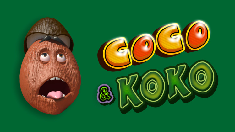 "Coco & Koko" ou les drôles d'aventures de deux noix de coco à Tahiti.