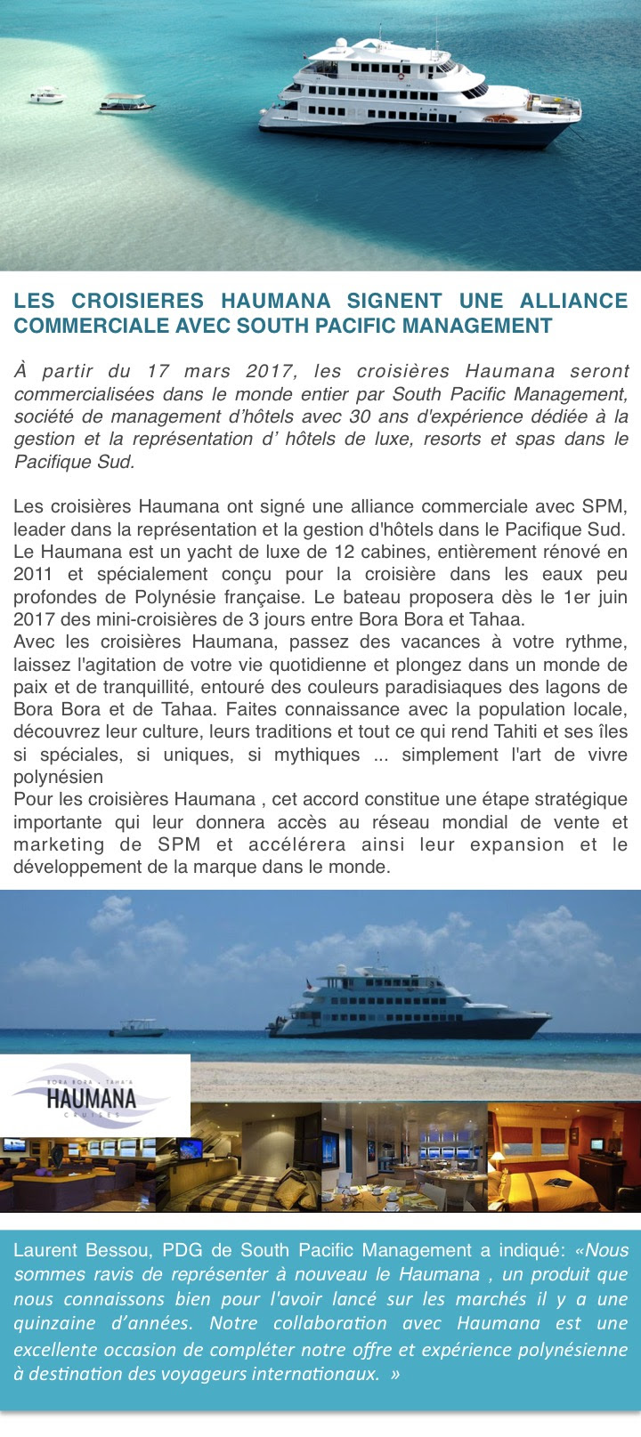 Les croisières Haumana vendues à travers le monde