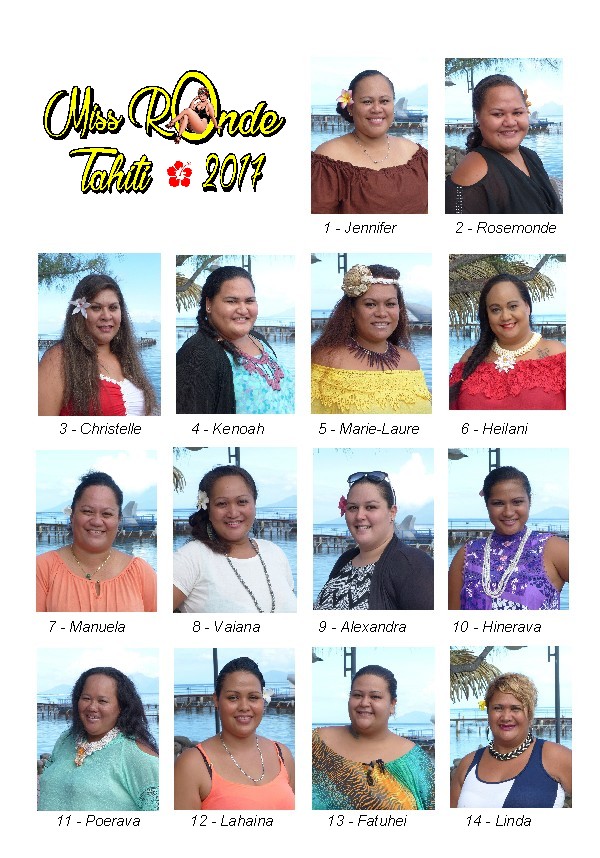 Miss Menemene - "Miss Ronde Tahiti" 2017 : découvrez les 14 candidates