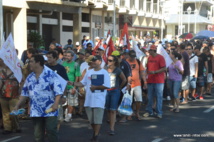 Un cortège de manifestation est prévu sur le front de mer de Papeete, mardi matin (Photo d'archives : le 15 mai 2014).