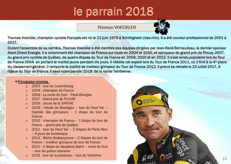 Thomas Voeckler parrain de la ronde tahitienne