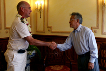 Présidence: Rencontre avec le contre-amiral Jérôme REGNIER, futur commandant supérieur des forces armées en Polynésie française COMSUP
