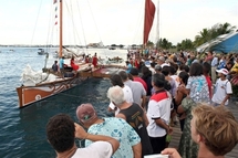 Photo d'archives, départ de la pirogue de Papeete le 27 juillet dernier.