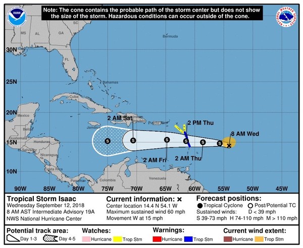 Alerte orange cyclonique déclenchée aux Antilles à l'approche de la tempête Isaac