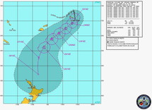 Trajectoire observée et estimée du cyclone tropical Wilma le 23 janvier 2011 à 18h00GMT-Joint Typhoon Warning Centre (US Navy, Hawaii)-