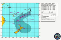 Trajectoire observée et estimée du cyclone tropical Wilma le 24 janvier 2011 à 18h00GMT-Joint Typhoon Warning Centre (US Navy, Hawaii)-