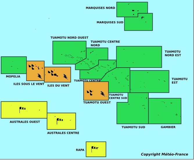 Vigilance orange Alerte aux fortes pluies pour l’archipel de la Société et les Tuamotu de l’Ouest