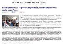 Droit de réponse à l’article de Tahiti infos du jeudi 22 mars 2012