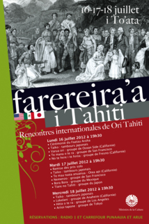 Farereira'a i Tahiti 2012 / Hura'ai'ai 2012: Le Programme
