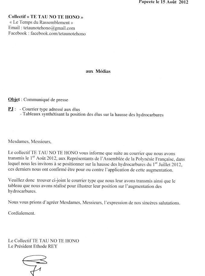 Hausse du carburant: Le Collectif « TE TAU NO TE HONO " revient sur sa liste et rectifie le tir