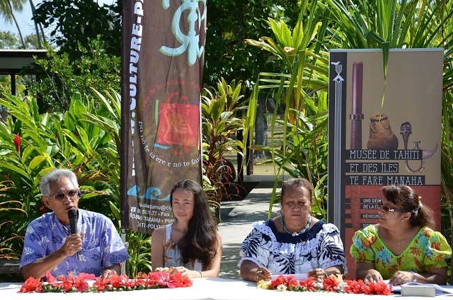 Parmi les intervenants et partenaires de l'événement M. Kape, président de la SEO, Mme Jaillet, directrice du Musée de Tahiti et de ses îles et Mme Teura, présidente de la commission culture à l'assemblée de la Polynésie française.