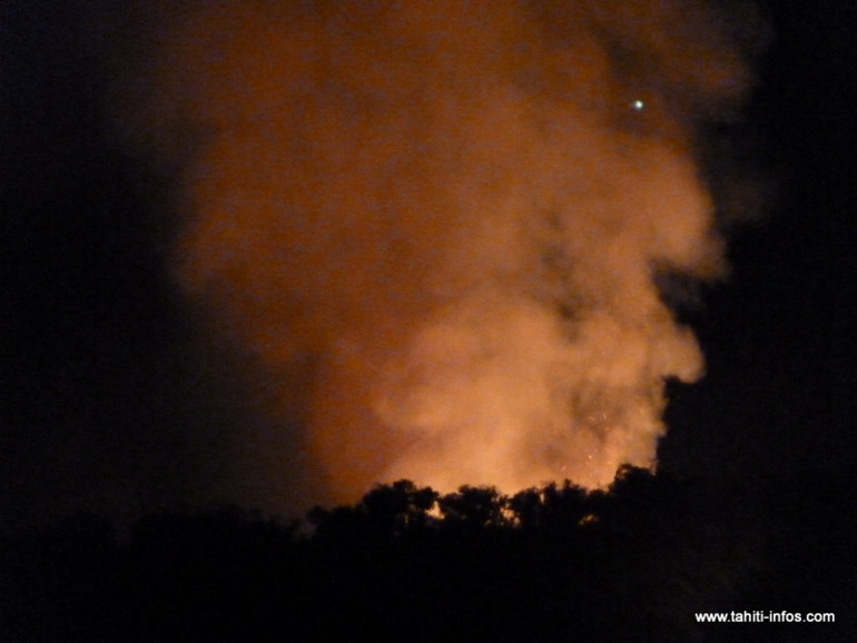 L'incendie vu de Mahinarama vers 19 heures.