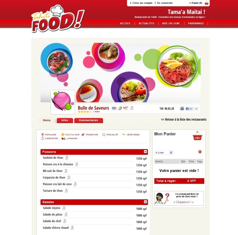 Tahitifood.pf : commande en ligne et livraison sur le site web des restaurants de Tahiti