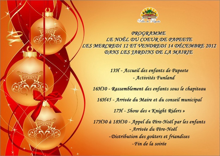 Noël du coeur de Papeete, mercredi 12 et vendredi 14 décembre