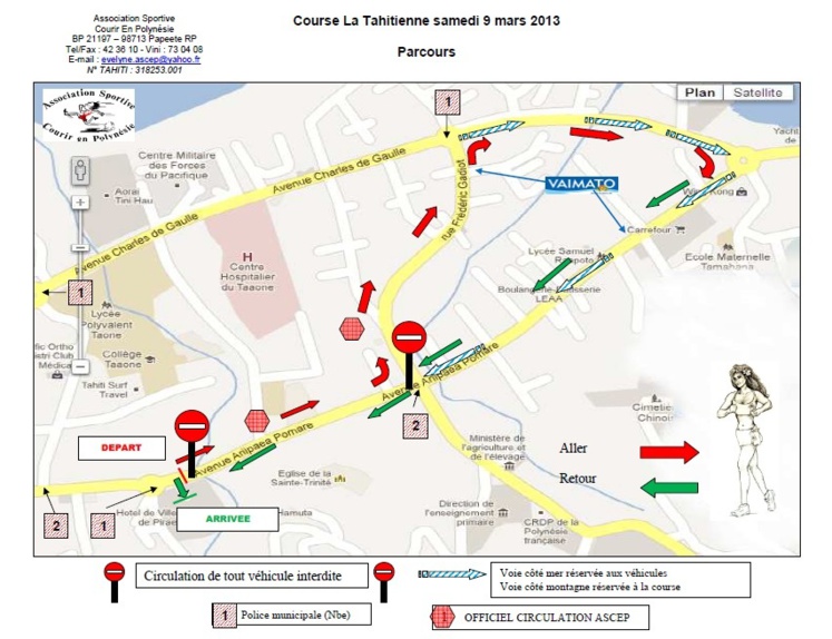 Pirae: Modification de la circulation en raison de la course « La Tahitienne » ce samedi 09 mars