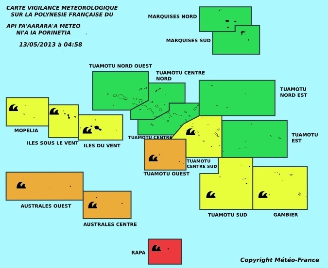 Méteo: Avis de forte houle, vigilance rouge à Rapa