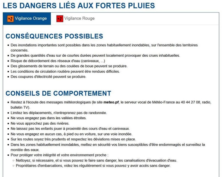 ​De fortes pluies attendues sur la Société