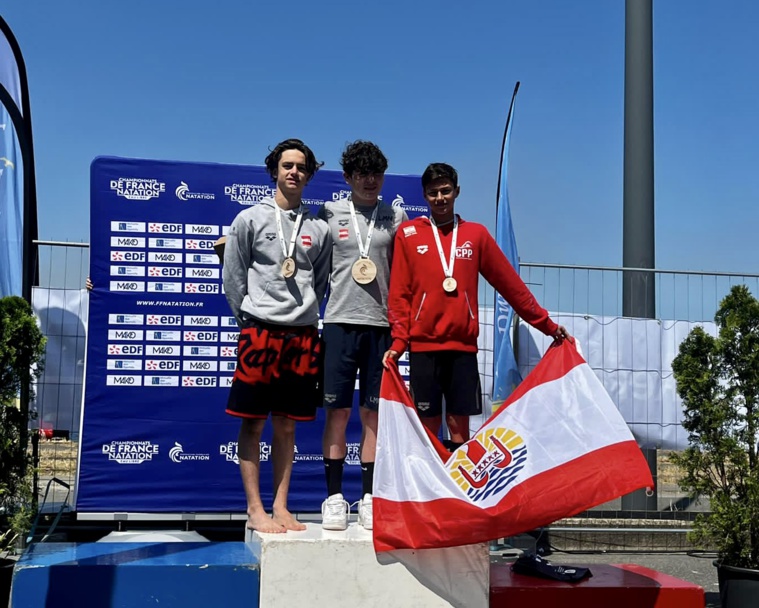 La natation tahitienne a encore décroché un podium aux Championnats de France Eau libre grâce à Enoa Vial (à droite).