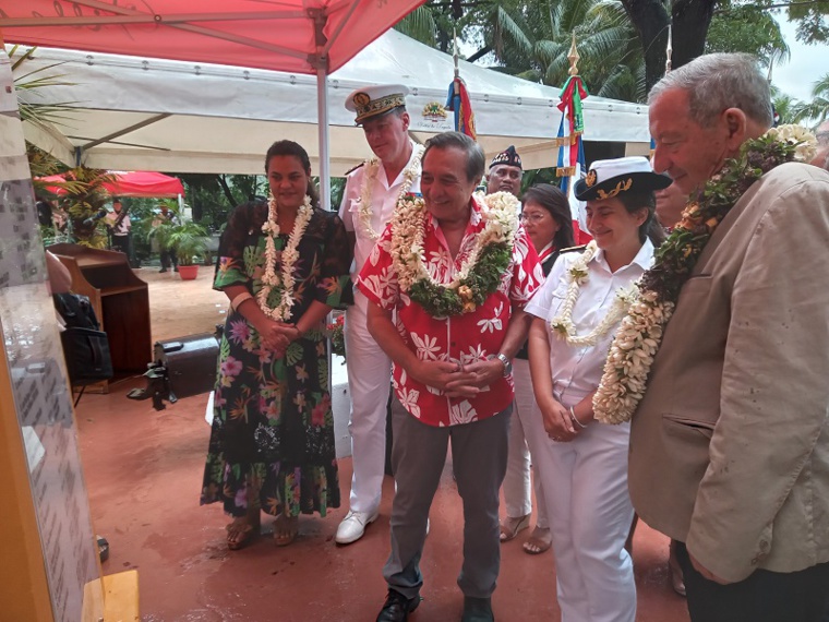 La stèle en mémoire des Polynésiens décorés de la Légion d'honneur entre 1844 et 2002 a été inaugurée ce vendredi matin au parc Bougainville de Papeete. crédit photo SD
