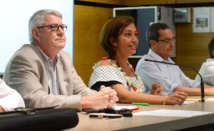 Nicole Sanquer en compagnie du vice-recteur Jean-Louis Baglan et du président de l'Université, Eric Conte.