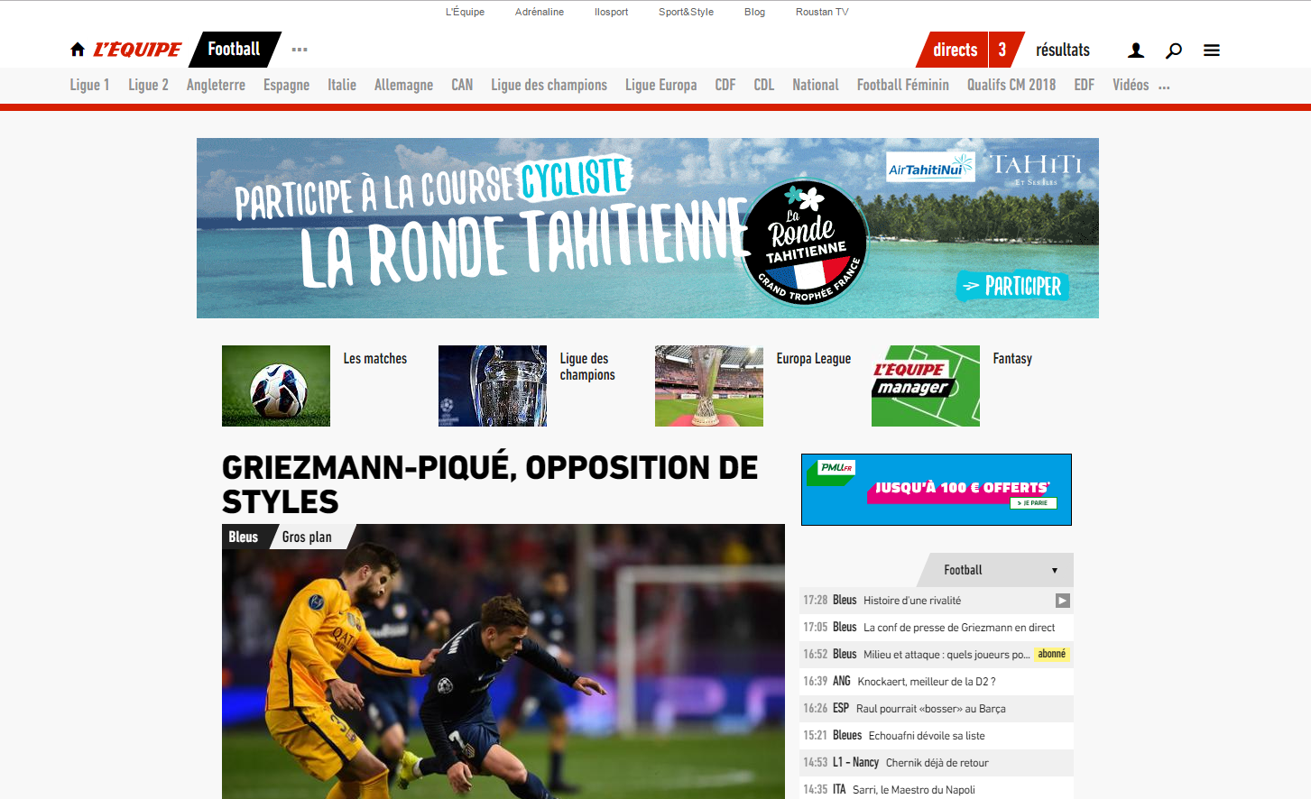 La Ronde Tahitienne communique dans l'édition web de L'Equipe