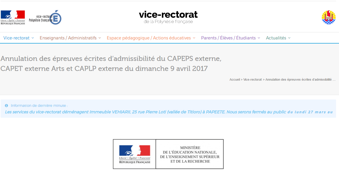 Cyclone en N.-Calédonie : les épreuves d'admissibilité des certificats d'aptitude à l'enseignement annulées à Tahiti