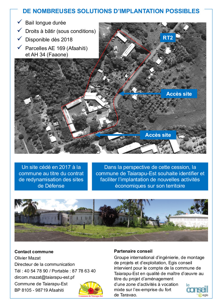 Un appel à projets pour le site de l'ancien fort de Taravao