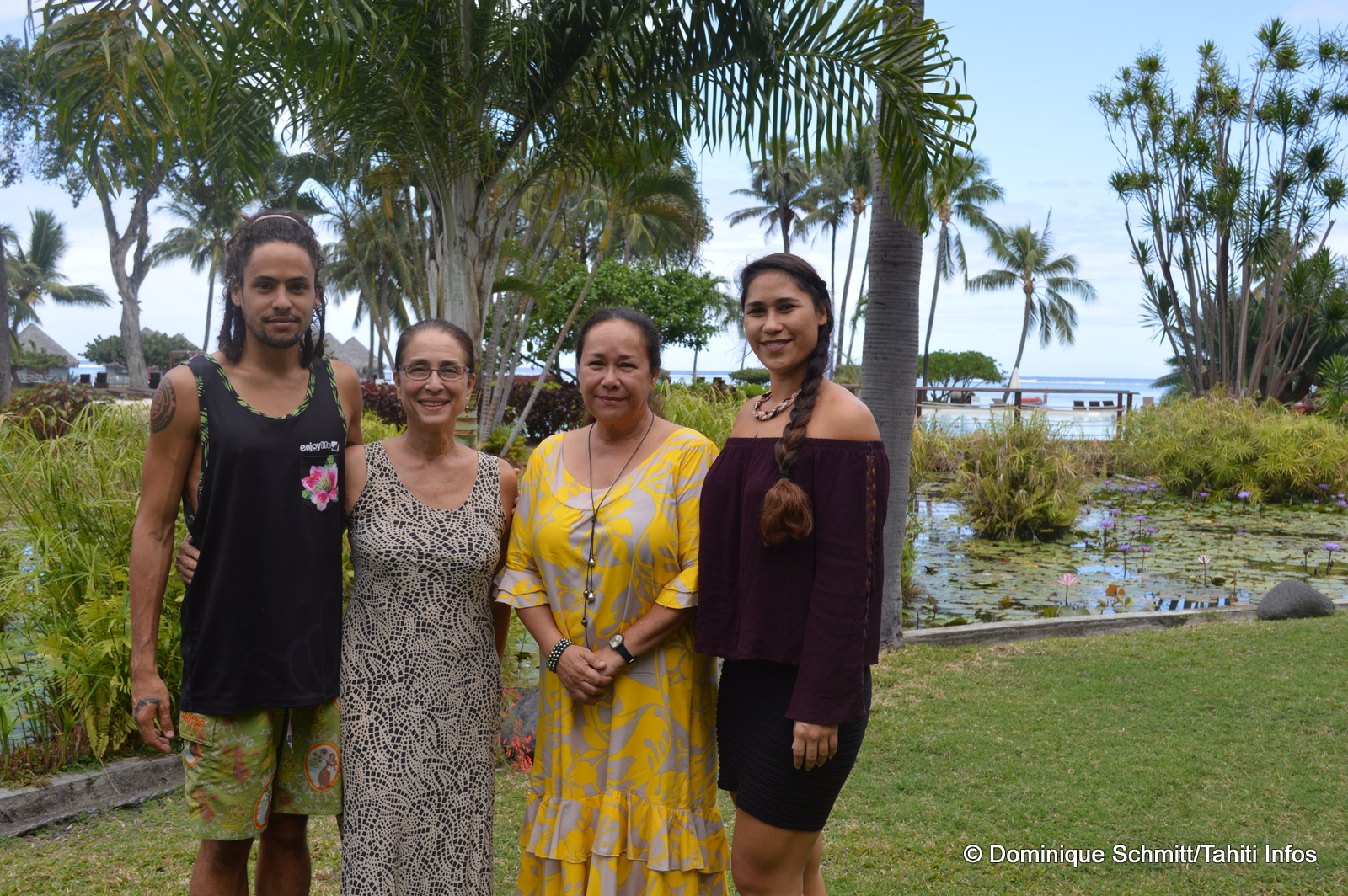 Tuarii Tracqui, Tumata Robinson, Manouche Lehartel et Taiana Mahinui attendent plusieurs centaines d'artistes sur la scène du Méridien.