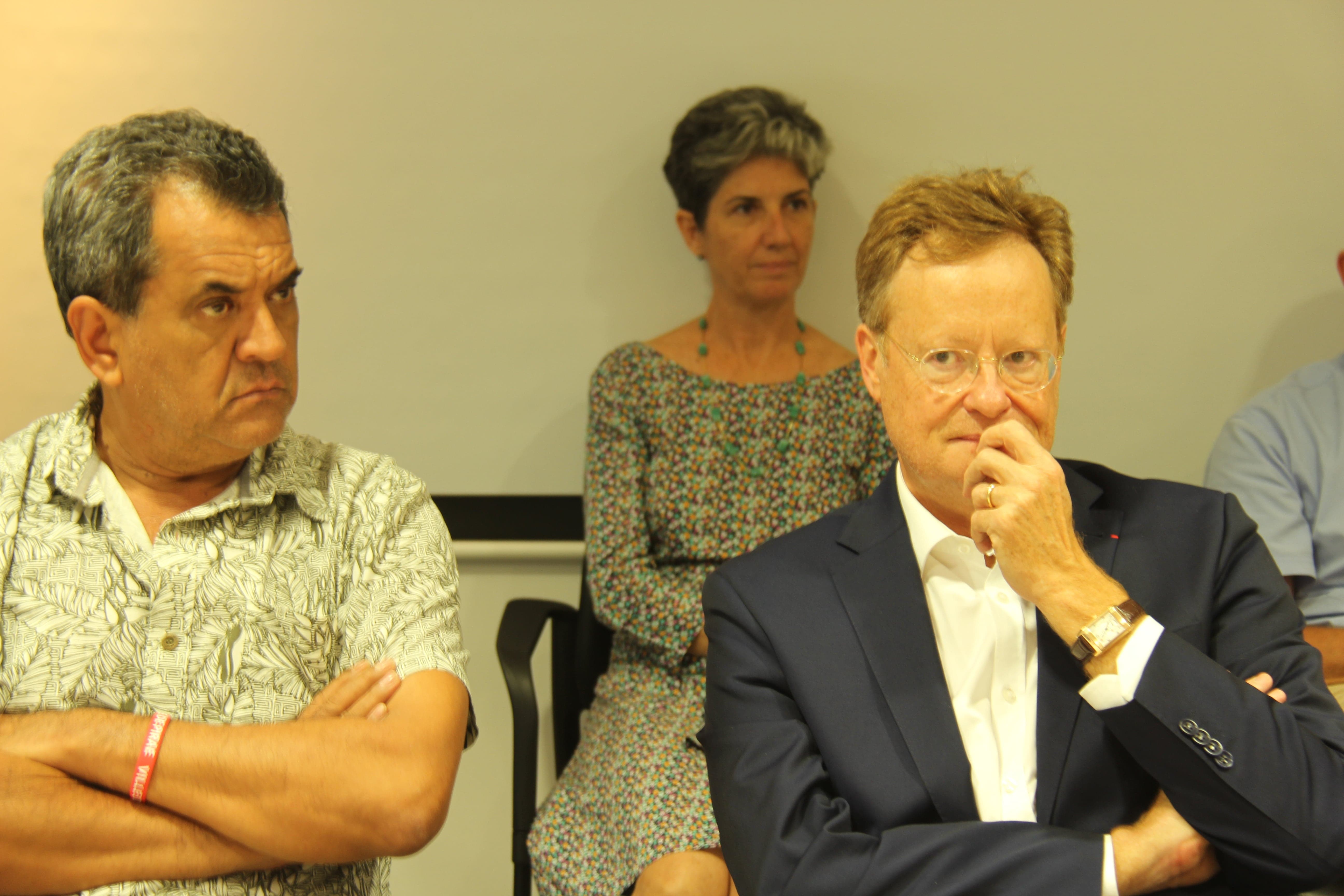 Le Président de la Polynésie française, Edouard Fritch en compagnie du Haut-commissaire René Bidal.