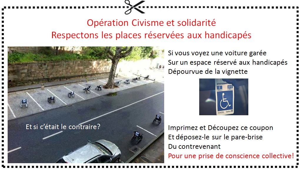 Places de parking réservées aux handicapés : faites un geste de civisme et de citoyenneté