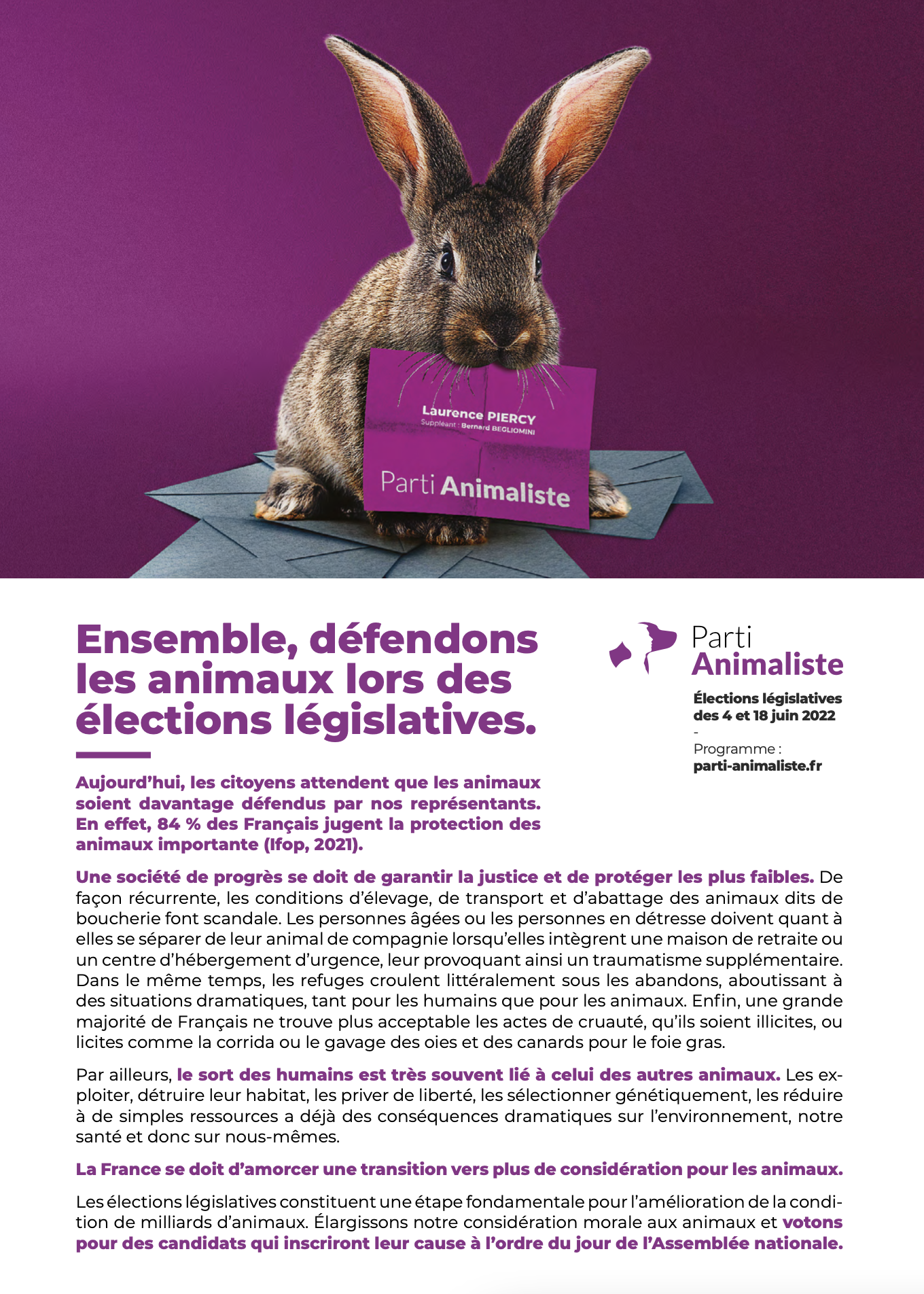 ​Législatives 2022 – Laurence Piercy : "La voix de l'animal"