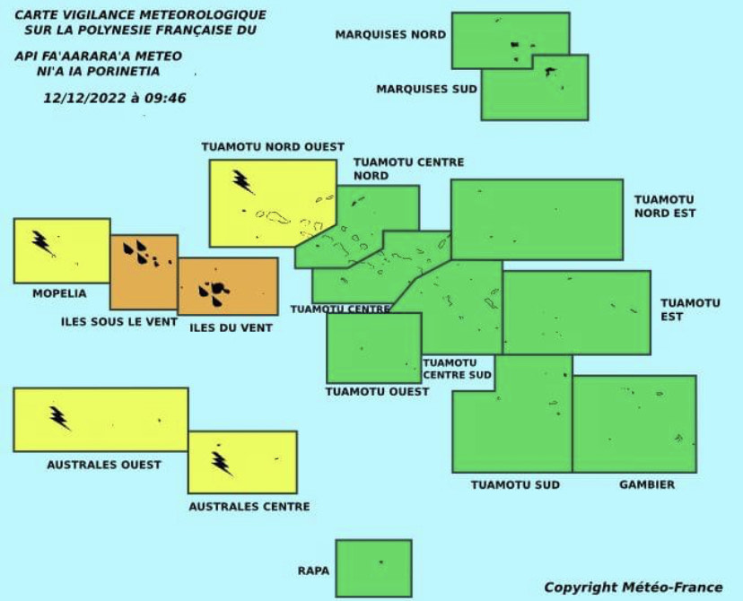 Vigilance orange pour "forte pluie" sur Tahiti