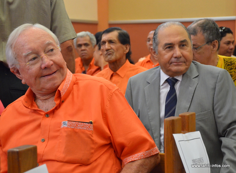 Gaston Flosse et Hubert Haddad, le 25 septembre 2012 lors du procès en première instance de cette affaire de corruption