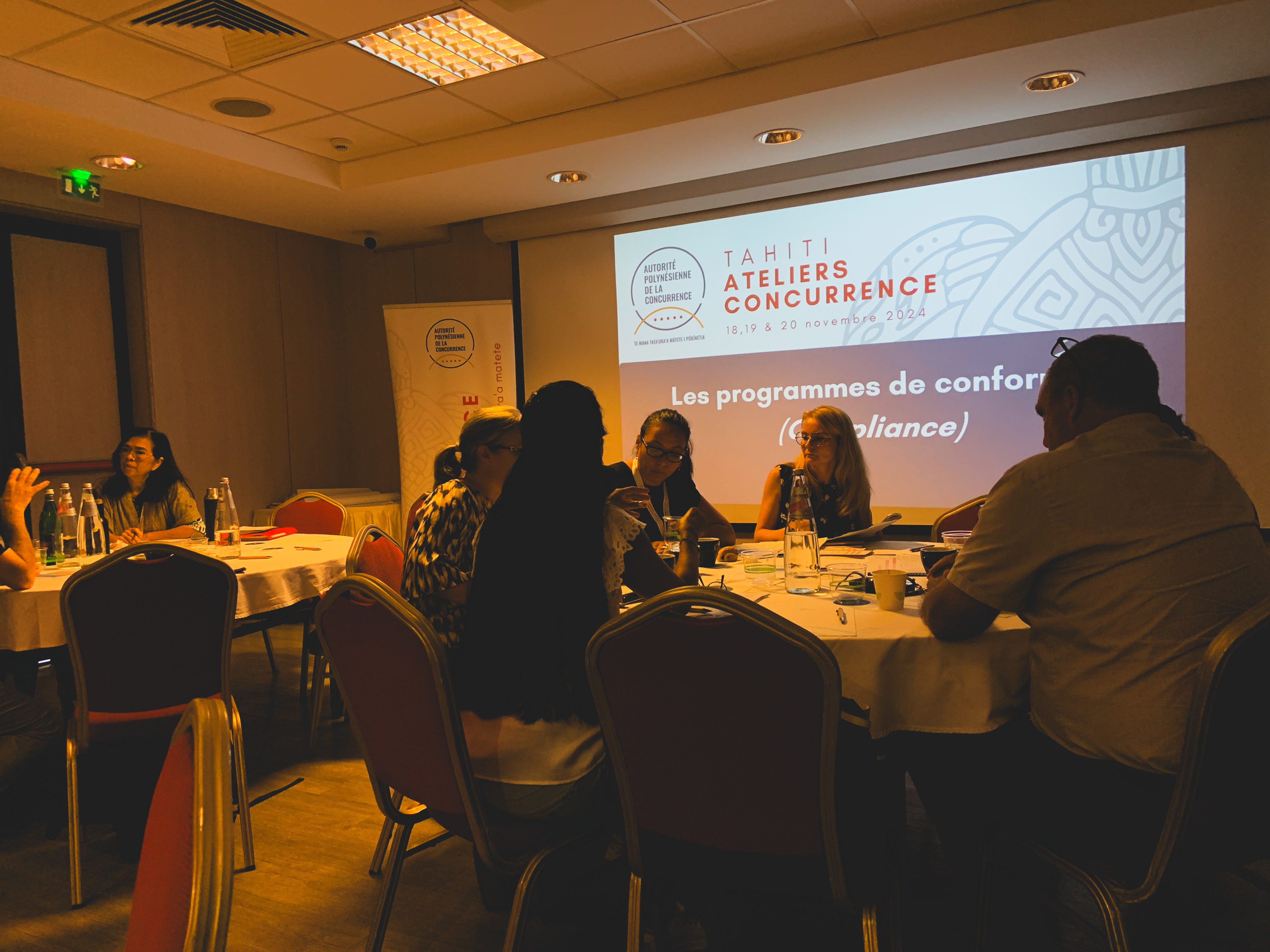 Les participants ont planché sur des cas concrets d'application du code de la concurrence, encadrés par des experts locaux et métropolitains. Crédit photo : Thibault Segalard.