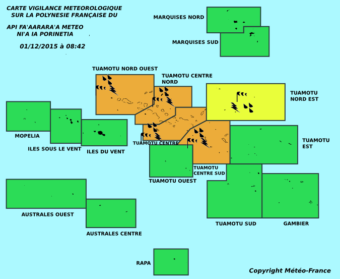 Météo France: la vigilance s'étend sur l'ensemble des Tuamotu (MAJ)