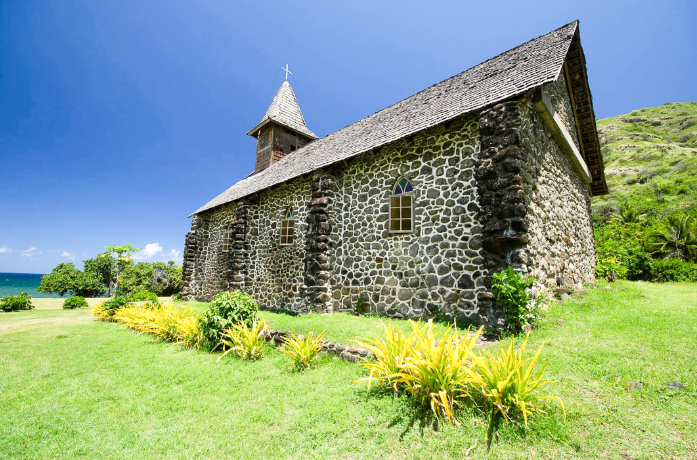 Eglise Notre Dame du Sacré-Coeur de Taaoa à Hiva Oa. Photo Yan Peirsegaele
