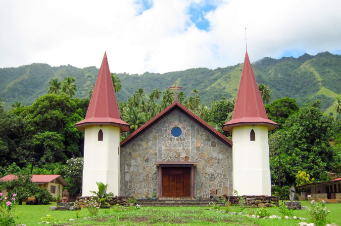 Eglise des Sacrés-Cœurs à Hatiheu, Nuku Hiva, Marquises