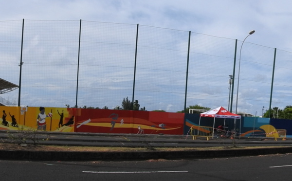 Le mur du stade de Arue se pare d'une superbe fresque géante 