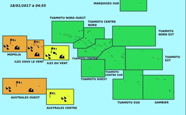 Vigilance jaune et orange pour la Société et les Australes jusqu'à jeudi