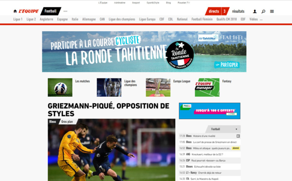 La Ronde Tahitienne communique dans l'édition web de L'Equipe