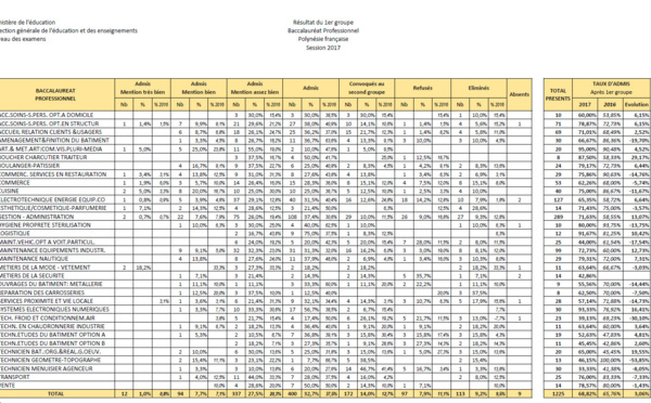 Bac 2017 : les statistiques de la filière professionnelle 