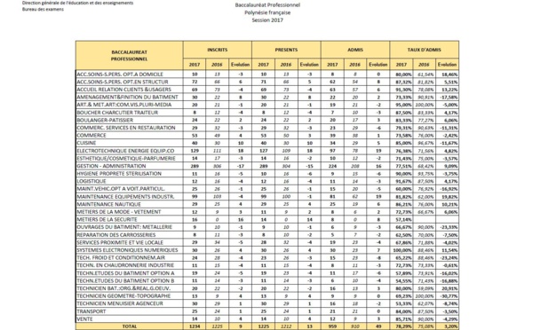 Bac 2017 : les résultats définitifs de la filière professionnelle