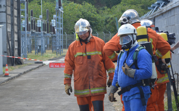 Exercice incendie au poste électrique haute tension de Tipaerui, mardi