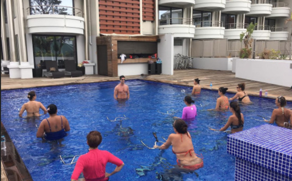 Réouverture de l'hôtel Tahiti Nui, les cours d'aquabike ont repris