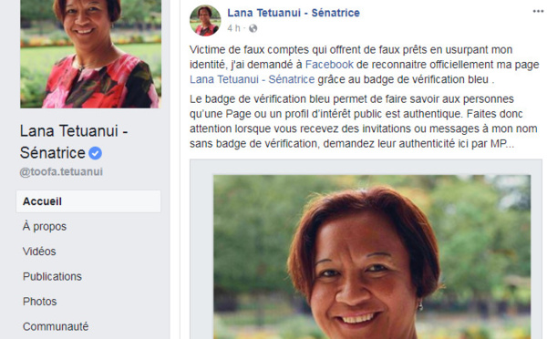 Lana Tetuanui, victime de faux comptes Facebook 