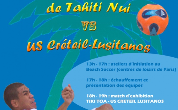 Beach Soccer : Les Polynésiens Tiki Toa en match amical à Paris avant la Coupe du Monde à Ravenne 2011.