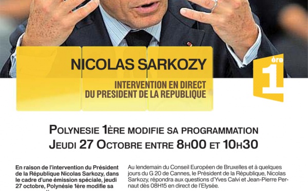 Intervention de Nicolas Sarkozy en direct - Polynésie 1ère modifie sa programmation