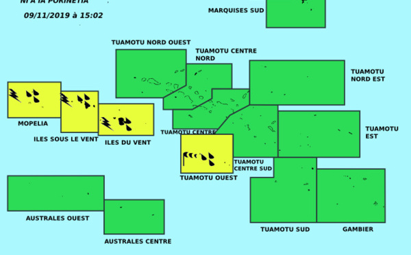 Fortes pluies attendues sur la Société et les Tuamotu ouest