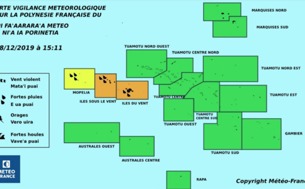 Vigilance orange sur les îles de la Société